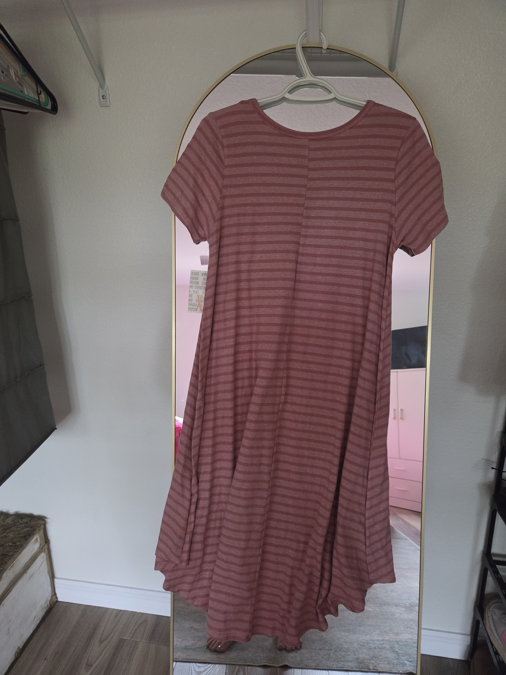 LuLaRoe Dusty Rose Striped Tee Dress - Picture 7 of 7
